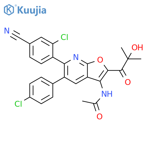 Acetamide,N-[6-(2-chloro-4-cyanophenyl)-5-(4-chlorophenyl)-2-(2-hydroxy-2-methyl-1-oxopropyl)furo[2,3-b]pyridin-3-yl]- structure