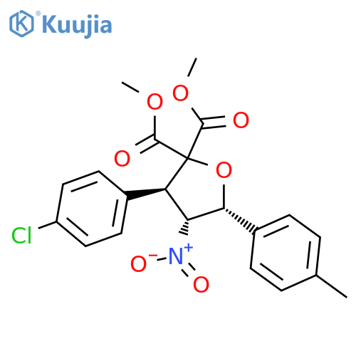 2,2(3H)-Furandicarboxylic acid,3-(4-chlorophenyl)dihydro-5-(4-methylphenyl)-4-nitro-, dimethyl ester,(3R,4R,5R)-rel- structure