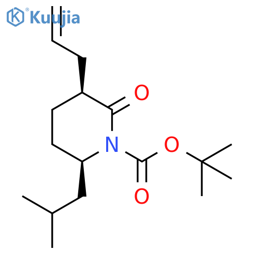 1-Piperidinecarboxylic acid, 6-(2-methylpropyl)-2-oxo-3-(2-propenyl)-,1,1-dimethylethyl ester, (3S,6R)- structure