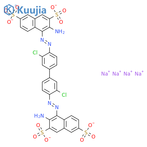 tetrasodium 4,4'-[(3,3'-dichloro[1,1'-biphenyl]-4,4'-diyl)bis(azo)]bis[3-aminonaphthalene-2,7-disulphonate] structure