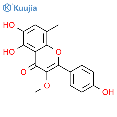 4H-1-Benzopyran-4-one,5,6-dihydroxy-2-(4-hydroxyphenyl)-3-methoxy-8-methyl- structure