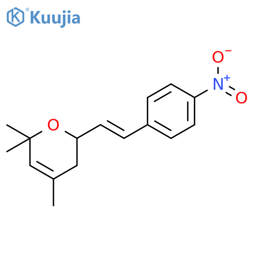 2H-Pyran, 5,6-dihydro-2,2,4-trimethyl-6-[2-(4-nitrophenyl)ethenyl]- structure
