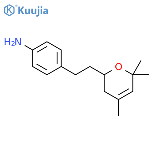 Benzenamine, 4-[2-(3,6-dihydro-4,6,6-trimethyl-2H-pyran-2-yl)ethyl]- structure