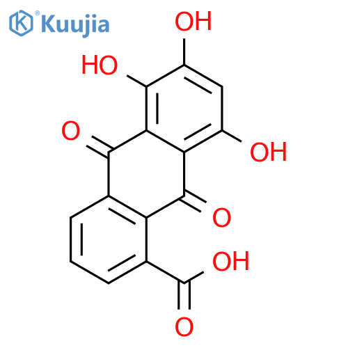 5,6,8-trihydroxy-9,10-dioxo-9,10-dihydroanthracene-1-carboxylic acid structure