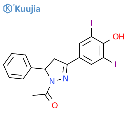 1H-Pyrazole,1-acetyl-4,5-dihydro-3-(4-hydroxy-3,5-diiodophenyl)-5-phenyl- structure