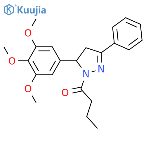 1H-Pyrazole,4,5-dihydro-1-(1-oxobutyl)-3-phenyl-5-(3,4,5-trimethoxyphenyl)- structure