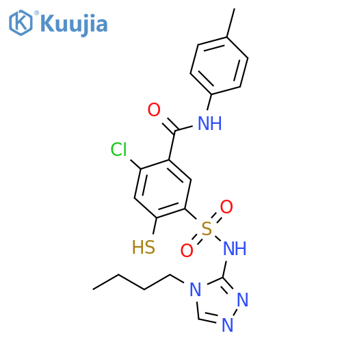 Benzamide,5-[[(4-butyl-4H-1,2,4-triazol-3-yl)amino]sulfonyl]-2-chloro-4-mercapto-N-(4-methylphenyl)- structure