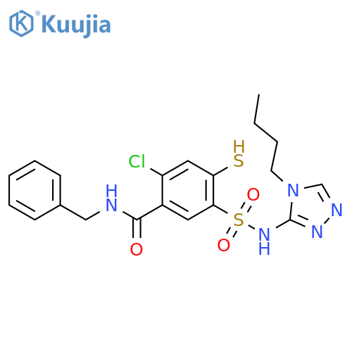 Benzamide,5-[[(4-butyl-4H-1,2,4-triazol-3-yl)amino]sulfonyl]-2-chloro-4-mercapto-N-(phenylmethyl)- structure
