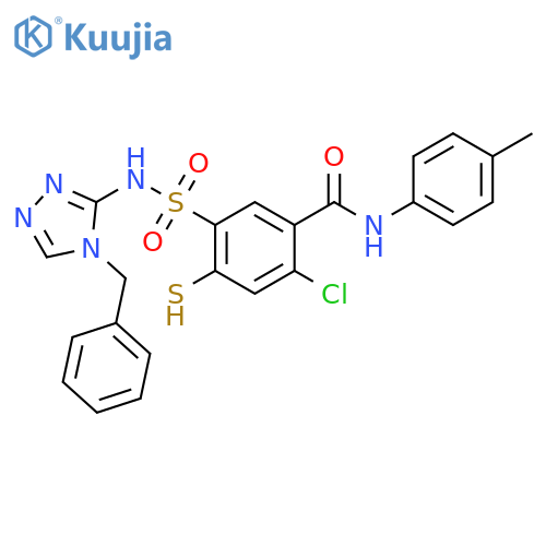 Benzamide,2-chloro-4-mercapto-N-(4-methylphenyl)-5-[[[4-(phenylmethyl)-4H-1,2,4-triazol-3-yl]amino]sulfonyl]- structure