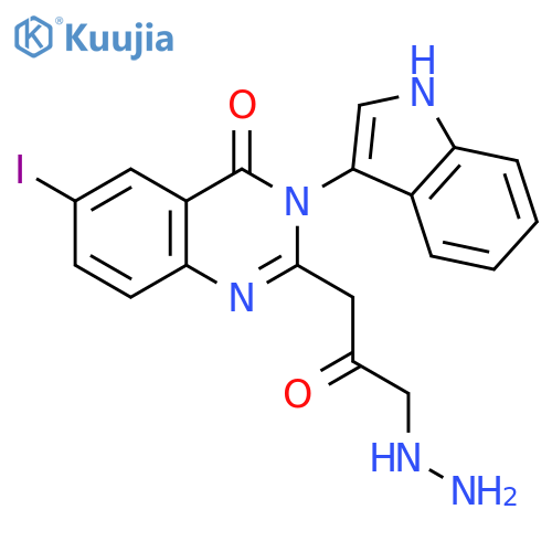 4(3H)-Quinazolinone,2-(3-hydrazino-2-oxopropyl)-3-(1H-indol-3-yl)-6-iodo- structure