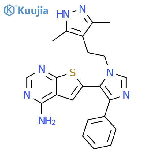 Thieno[2,3-d]pyrimidin-4-amine,6-[1-[2-(3,5-dimethyl-1H-pyrazol-4-yl)ethyl]-4-phenyl-1H-imidazol-5-yl]- structure
