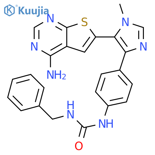 Urea,N-[4-[5-(4-aminothieno[2,3-d]pyrimidin-6-yl)-1-methyl-1H-imidazol-4-yl]phenyl]-N'-(phenylmethyl)- structure