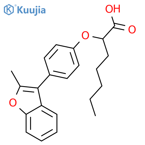 Heptanoic acid, 2-[4-(2-methyl-3-benzofuranyl)phenoxy]- structure