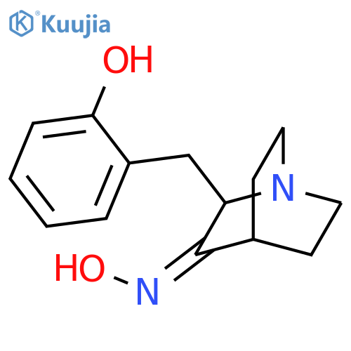 1-Azabicyclo[2.2.2]octan-3-one, 2-[(2-hydroxyphenyl)methyl]-, oxime structure