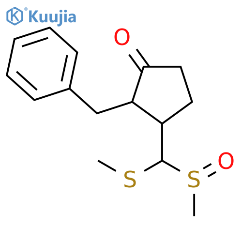 CYCLOPENTANONE, 3-[(METHYLSULFINYL)(METHYLTHIO)METHYL]-2-(PHENYLMETHYL)- structure