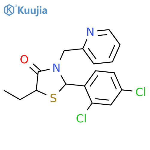 4-THIAZOLIDINONE, 2-(2,4-DICHLOROPHENYL)-5-ETHYL-3-(2-PYRIDINYLMETHYL)- structure