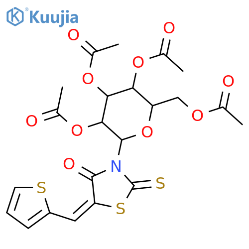 ((5Z)-3-(2,3,4,6-tetra-O-acetylhexopyranosyl)-5-(thiophen-2-ylmethylidene)-2-thioxo-1,3-thiazolidin-4-one ) structure