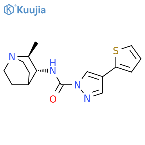 1H-Pyrazole-1-carboxamide,N-[(2S,3R)-2-methyl-1-azabicyclo[2.2.2]oct-3-yl]-4-(2-thienyl)- structure