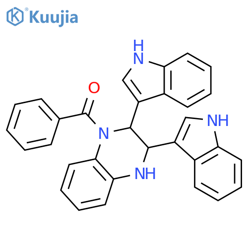 Quinoxaline, 1-benzoyl-1,2,3,4-tetrahydro-2,3-di-1H-indol-3-yl- structure