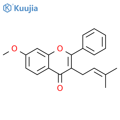 4H-1-BENZOPYRAN-4-ONE, 7-METHOXY-3-(3-METHYL-2-BUTENYL)-2-PHENYL- structure