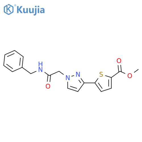 2-Thiophenecarboxylic acid,5-[1-[2-oxo-2-[(phenylmethyl)amino]ethyl]-1H-pyrazol-3-yl]-, methyl ester structure