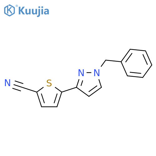 2-Thiophenecarbonitrile, 5-[1-(phenylmethyl)-1H-pyrazol-3-yl]- structure