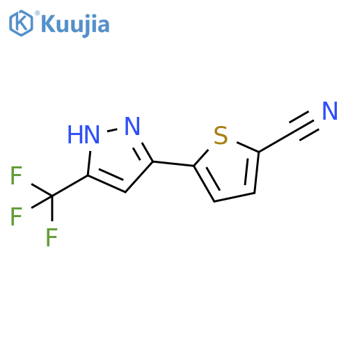 2-Thiophenecarbonitrile, 5-[5-(trifluoromethyl)-1H-pyrazol-3-yl]- structure