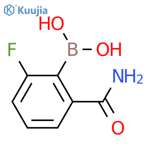 (2-carbamoyl-6-fluoro-phenyl)boronic acid structure