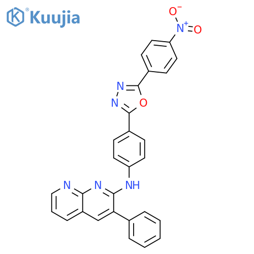 1,8-Naphthyridin-2-amine,N-[4-[5-(4-nitrophenyl)-1,3,4-oxadiazol-2-yl]phenyl]-3-phenyl- structure