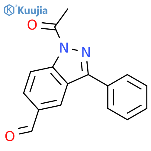 1H-Indazole-5-carboxaldehyde, 1-acetyl-3-phenyl- structure