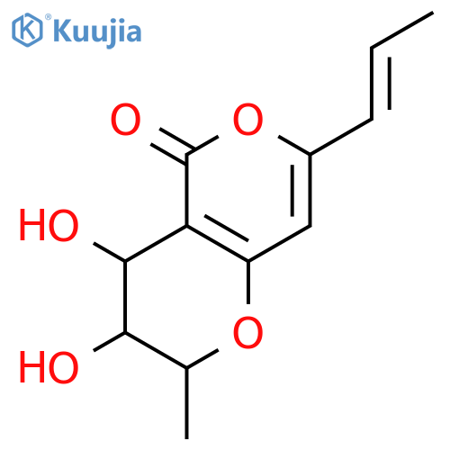 (2S,3R,4S)-3,4-dihydroxy-2-methyl-7-[(E)-prop-1-enyl]-3,4-dihydro-2H-pyrano[4,3-b]pyran-5-one structure