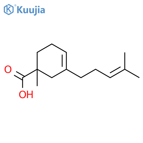 1-methyl-3-(4-methyl-3-pentenyl)cyclohex-3-ene-1-carboxylic acid structure