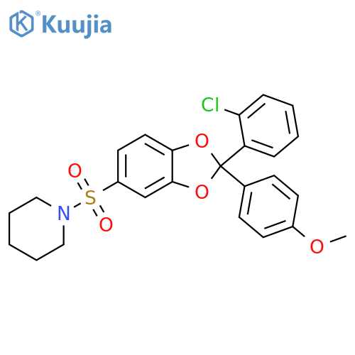 Piperidine,1-[[2-(2-chlorophenyl)-2-(4-methoxyphenyl)-1,3-benzodioxol-5-yl]sulfonyl]- structure