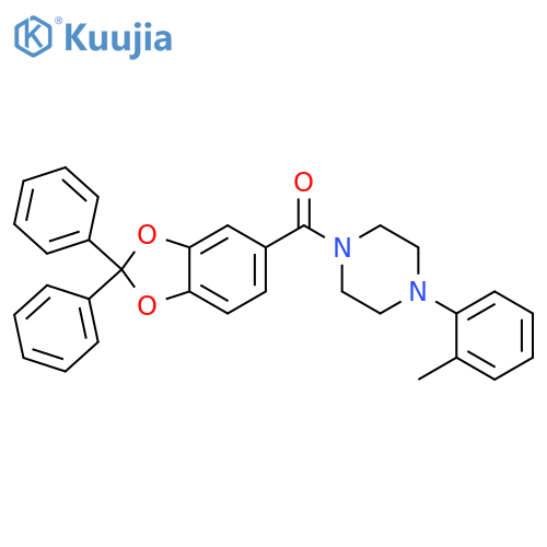 Piperazine,1-[(2,2-diphenyl-1,3-benzodioxol-5-yl)carbonyl]-4-(2-methylphenyl)- structure