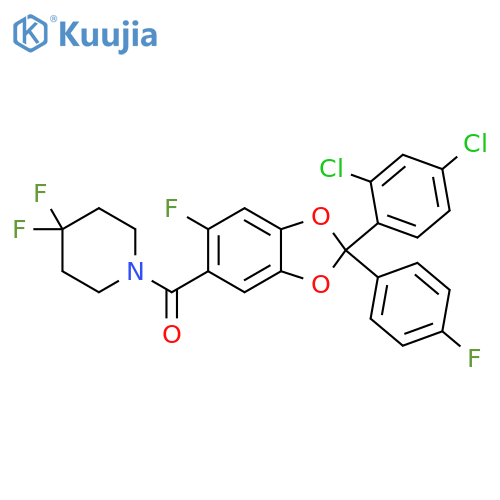 Piperidine,1-[[2-(2,4-dichlorophenyl)-6-fluoro-2-(4-fluorophenyl)-1,3-benzodioxol-5-yl]carbonyl]-4,4-difluoro- structure