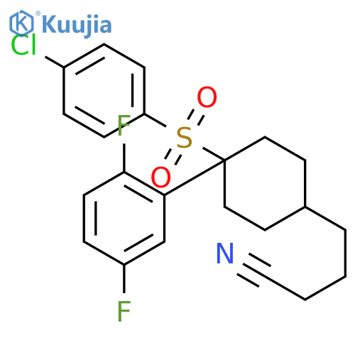 Cyclohexanepropanenitrile,4-[(4-chlorophenyl)sulfonyl]-4-(2,5-difluorophenyl)-, cis- structure