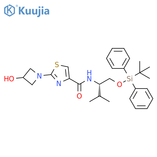 4-Thiazolecarboxamide,N-[(1S)-1-[[[(1,1-dimethylethyl)diphenylsilyl]oxy]methyl]-2-methylpropyl]-2-(3-hydroxy-1-azetidinyl)- structure