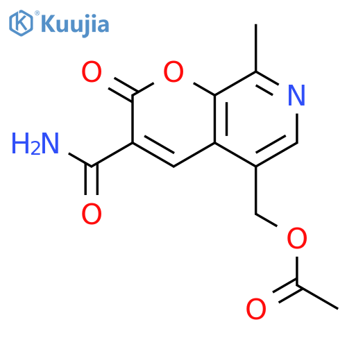 {3-carbamoyl-8-methyl-2-oxo-2H-pyrano[2,3-c]pyridin-5-yl}methyl acetate structure