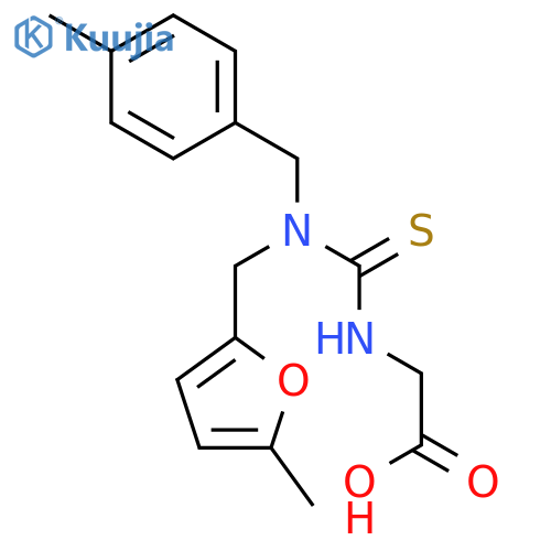 [({(4-Methylbenzyl)[(5-methyl-2-furyl)methyl]-amino}carbonothioyl)amino]acetic acid structure