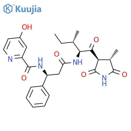 2-Pyridinecarboxamide,4-hydroxy-N-[(1S)-3-[[(1S,2S)-2-methyl-1-[[(3R,4S)-4-methyl-2,5-dioxo-3-pyrrolidinyl]carbonyl]butyl]amino]-3-oxo-1-phenylpropyl]- structure
