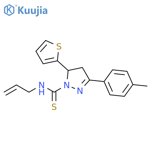 1H-Pyrazole-1-carbothioamide,4,5-dihydro-3-(4-methylphenyl)-N-2-propenyl-5-(2-thienyl)- structure