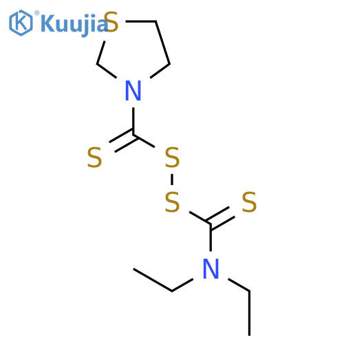 Methanethioamide, N,N-diethyl-1-[(3-thiazolidinylthioxomethyl)dithio]- structure