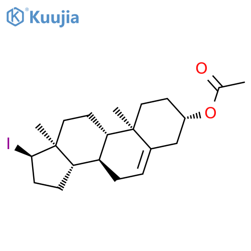 Androst-5-en-3-ol, 17-iodo-, acetate, (3b,17a)- structure