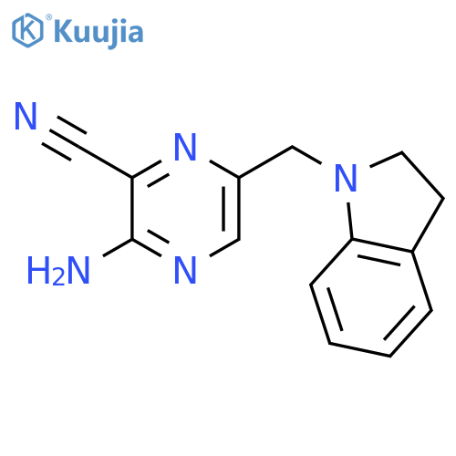 PYRAZINECARBONITRILE, 3-AMINO-6-[(2,3-DIHYDRO-1H-INDOL-1-YL)METHYL]- structure