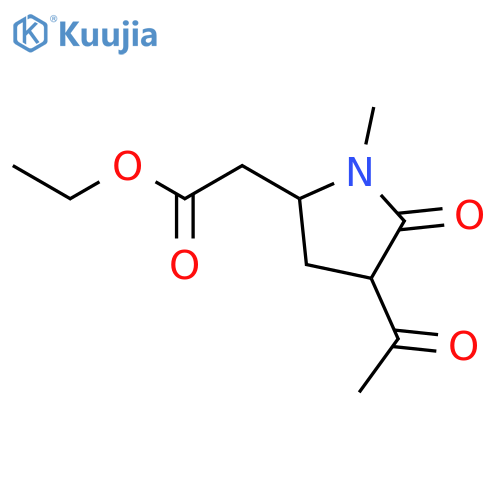 2-Pyrrolidineacetic acid, 4-acetyl-1-methyl-5-oxo-, ethyl ester structure