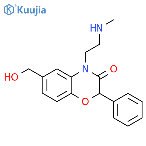 2H-1,4-Benzoxazin-3(4H)-one, 6-(hydroxymethyl)-4-[2-(methylamino)ethyl]-2-phenyl- structure