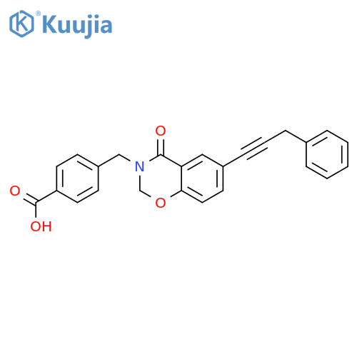 Benzoic acid,4-[[4-oxo-6-(3-phenyl-1-propynyl)-2H-1,3-benzoxazin-3(4H)-yl]methyl]- structure