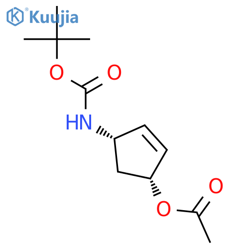 (1r,4s)-Acetic Acid 4-Tert-butoxycarbonylamino-cyclopent-2-enyl Ester structure