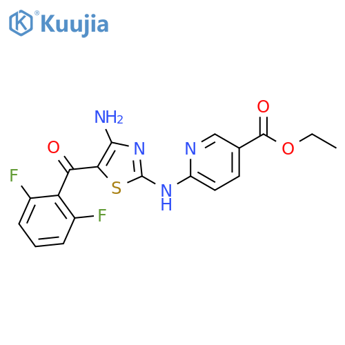 3-Pyridinecarboxylic acid,6-[[4-amino-5-(2,6-difluorobenzoyl)-2-thiazolyl]amino]-, ethyl ester structure