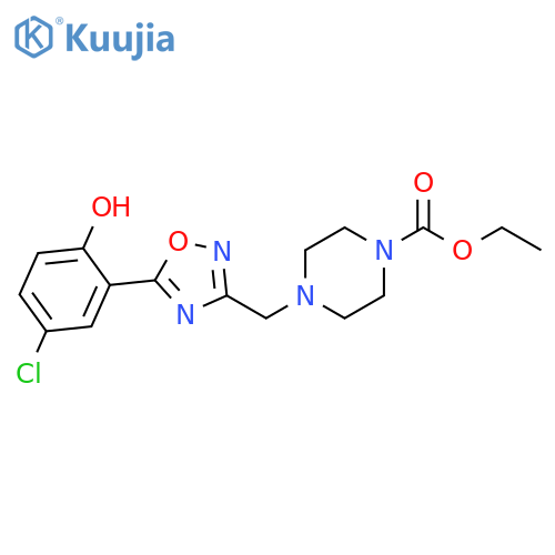 1-Piperazinecarboxylic acid,4-[[5-(5-chloro-2-hydroxyphenyl)-1,2,4-oxadiazol-3-yl]methyl]-, ethylester structure